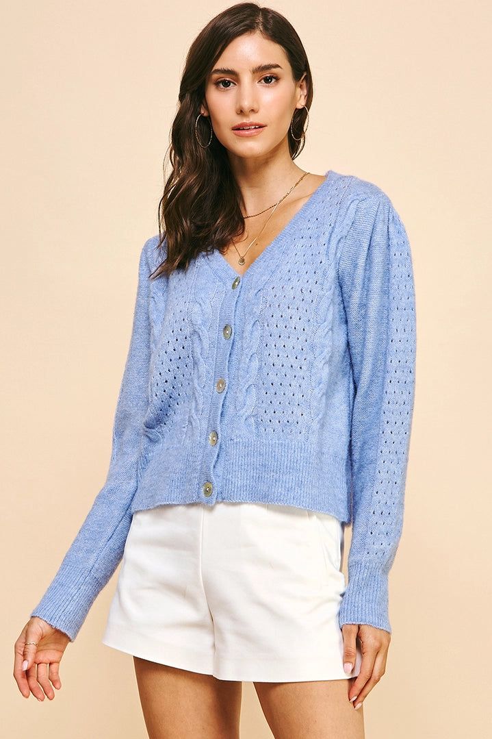 Brea Eyelet Knitting Sweater Cardigan