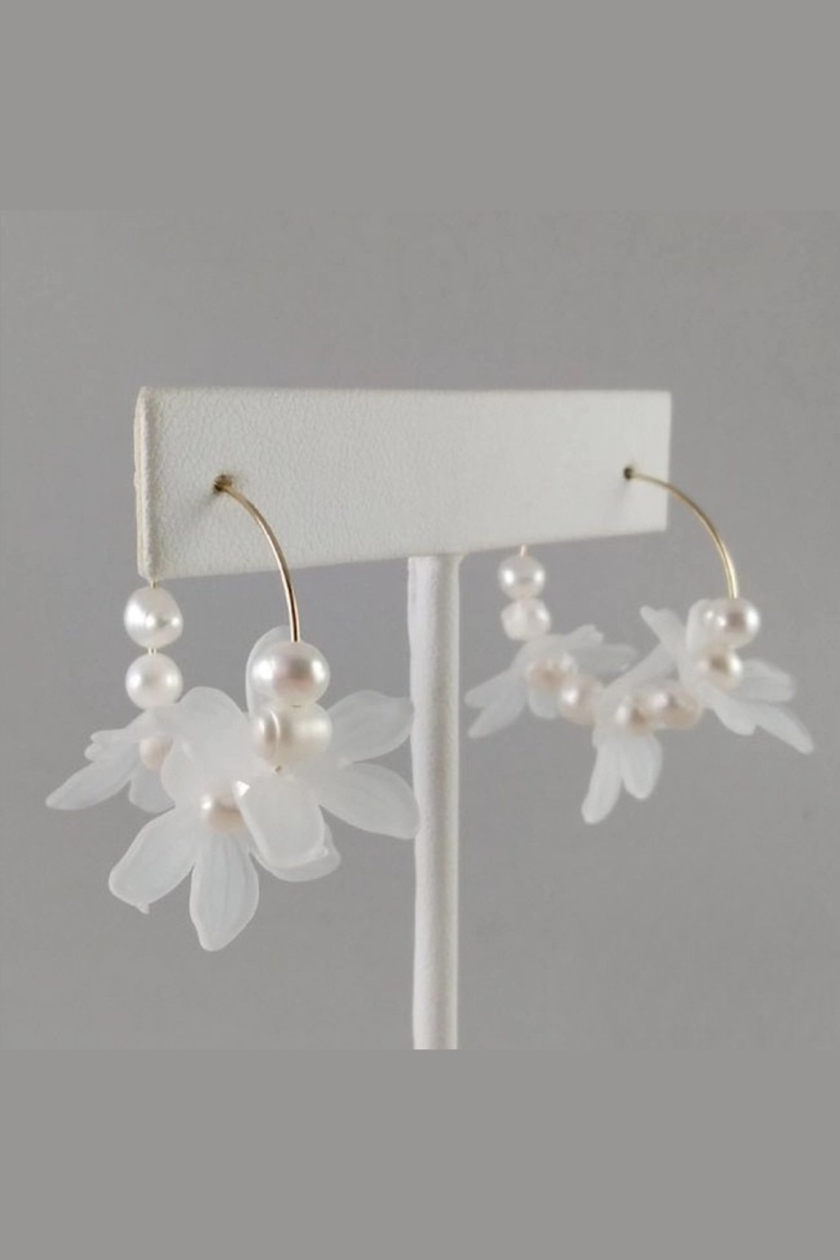 White Acacia Handmade Floral Dangle Earrings