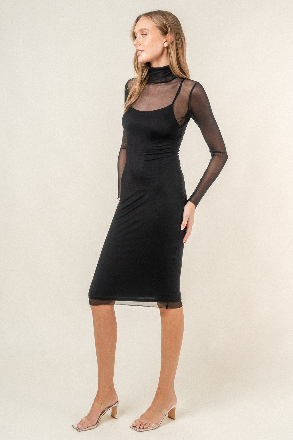 Vivianne Bodycon Mesh  Midi Dress