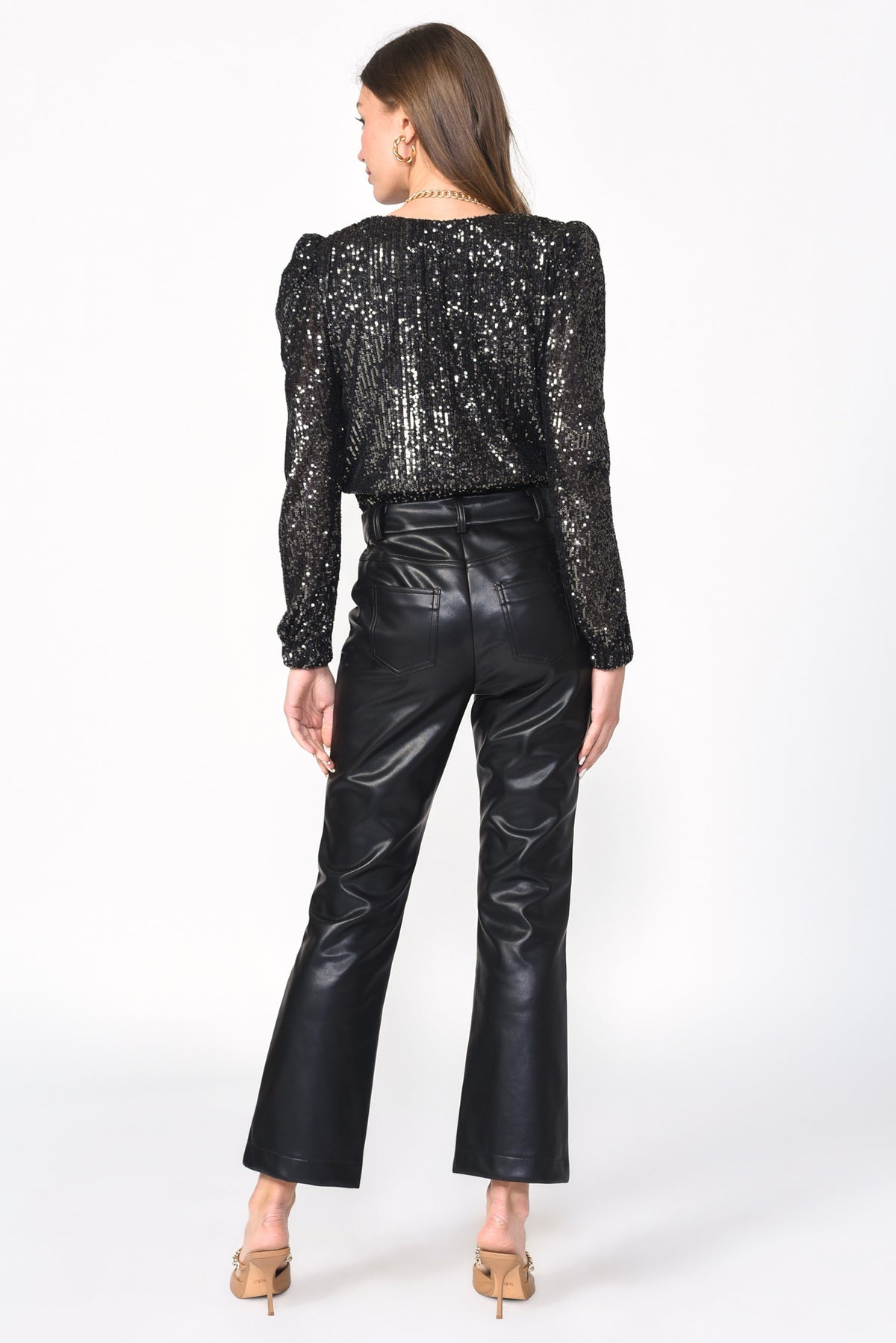 Lala Sequins Bodysuit - Black