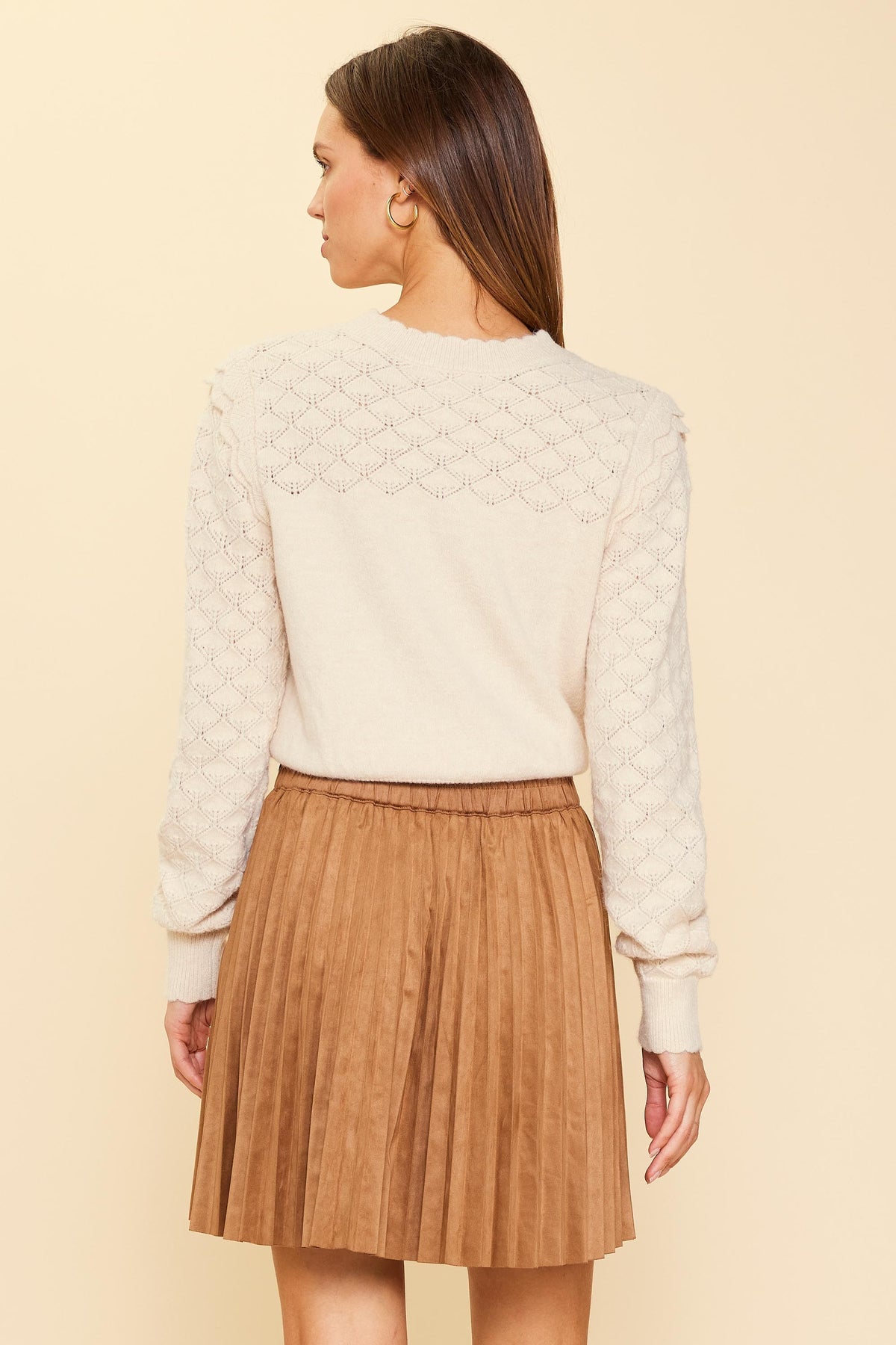 Janie Pointelle Sweater - Ivory