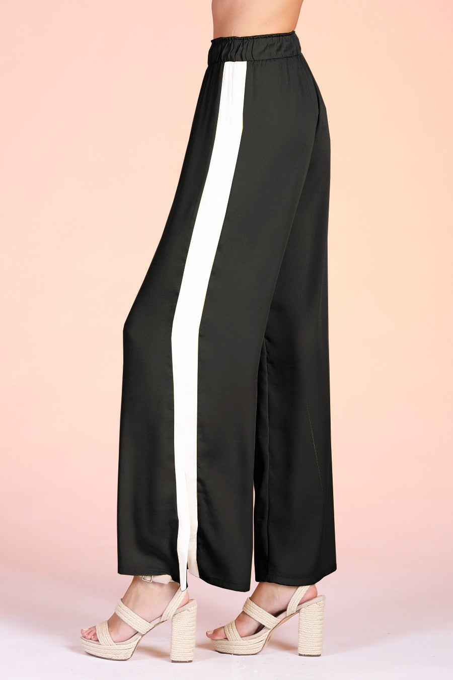 Zahara Contrast Band Pants - Black