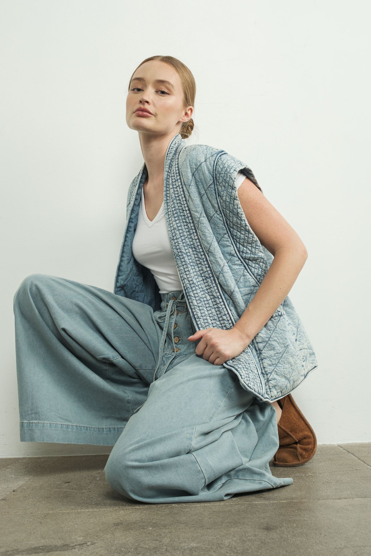 Marina Oversized Quilted Denim Vest