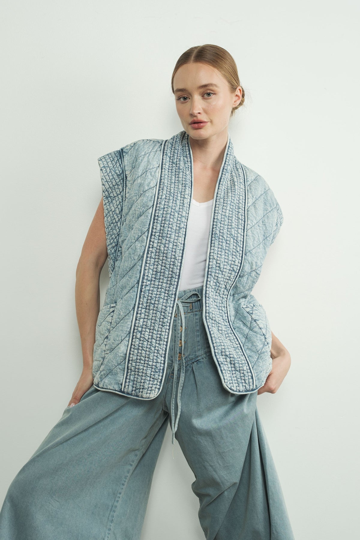 Marina Oversized Quilted Denim Vest