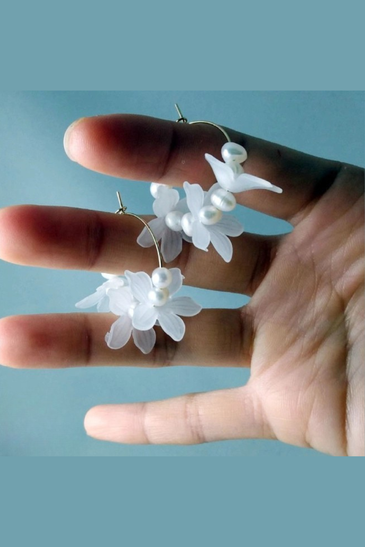 White Acacia Handmade Floral Dangle Earrings