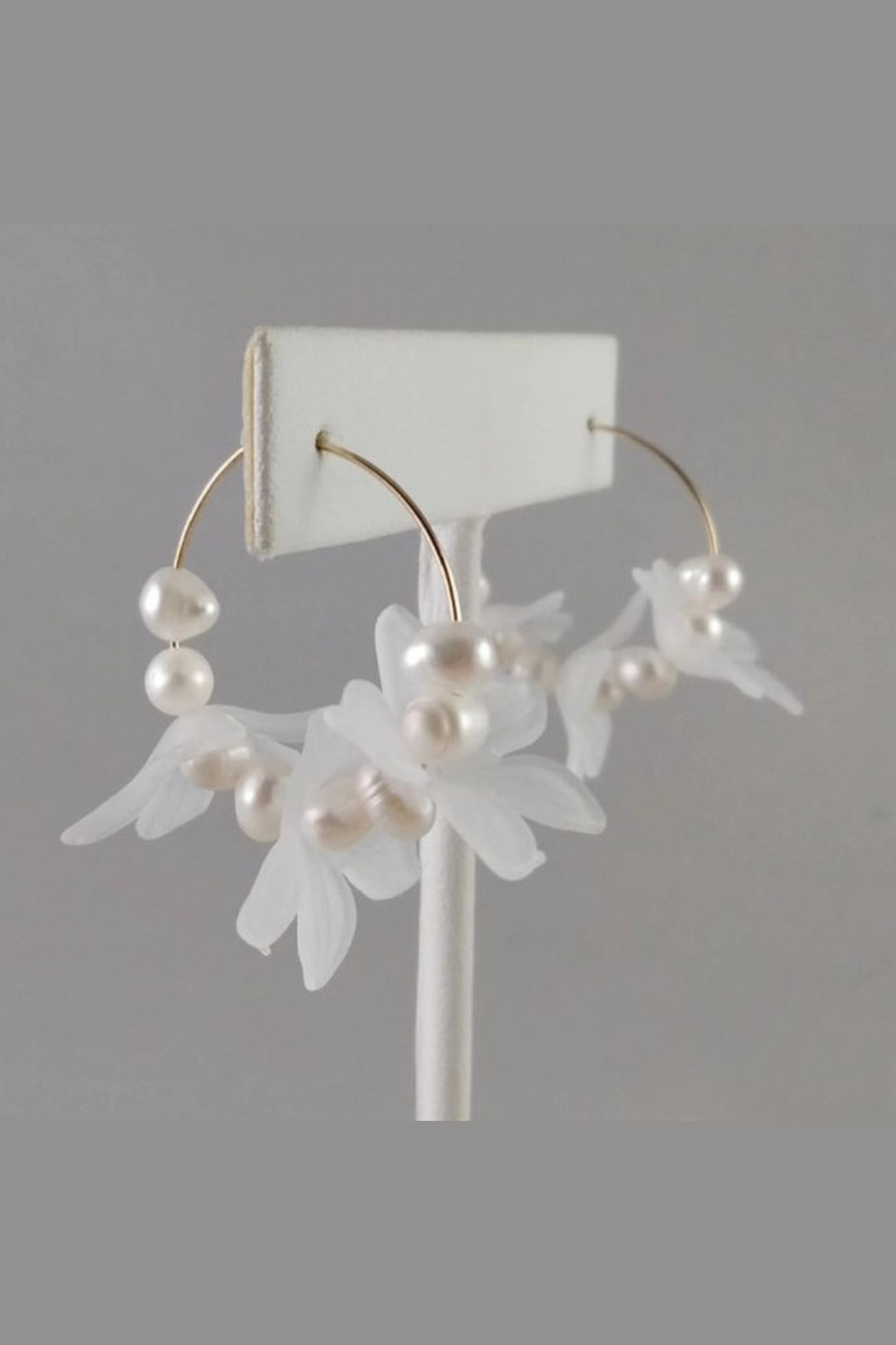 White Acacia Handmade Floral Dangle Earrings