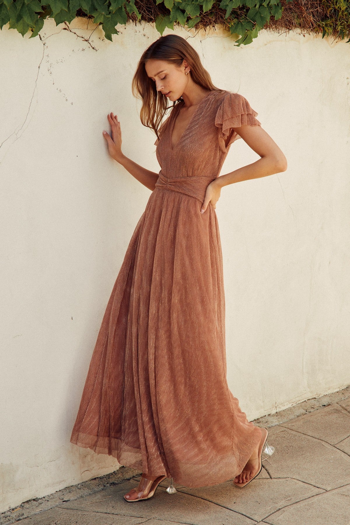 Maria Flutter Sleeve Maxi Dress