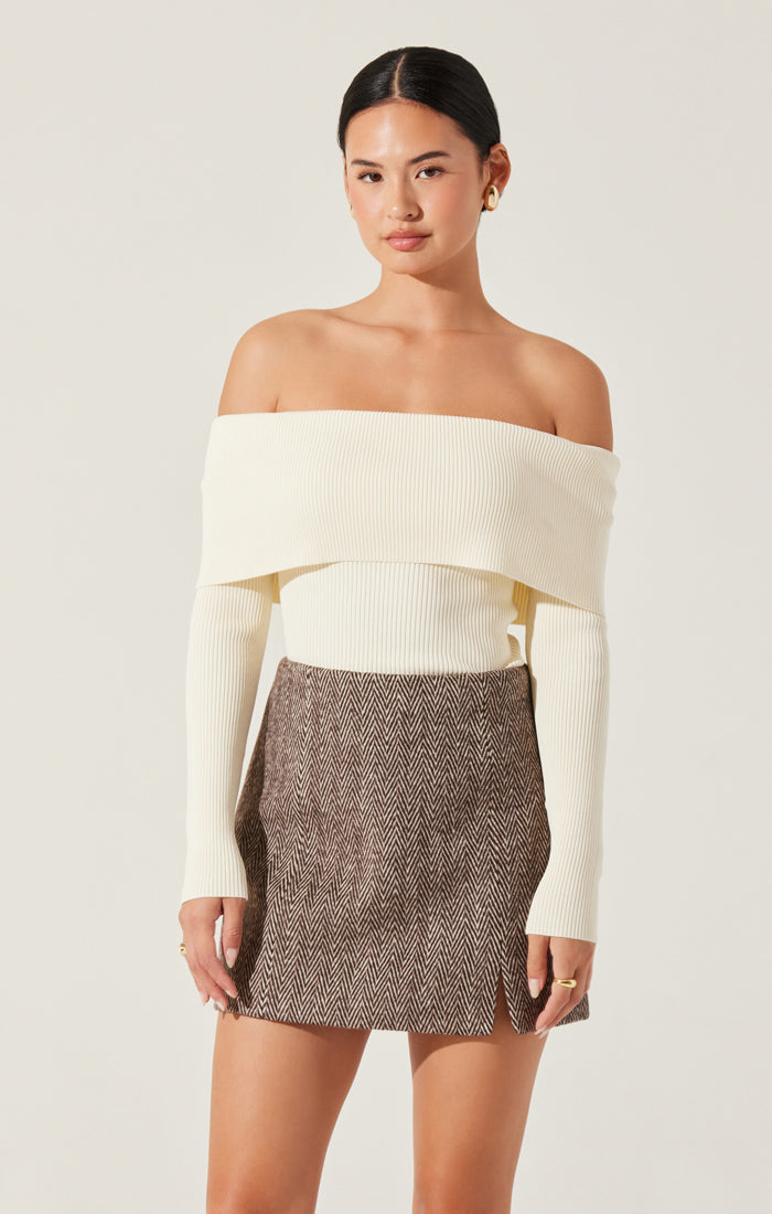 Elle Foldover Ribbed Sweater